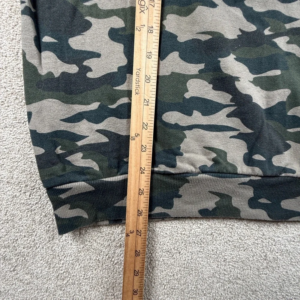 True Religion Mens Camo Buddha Guitar Graphic Crewneck Sweatshirt Large Green